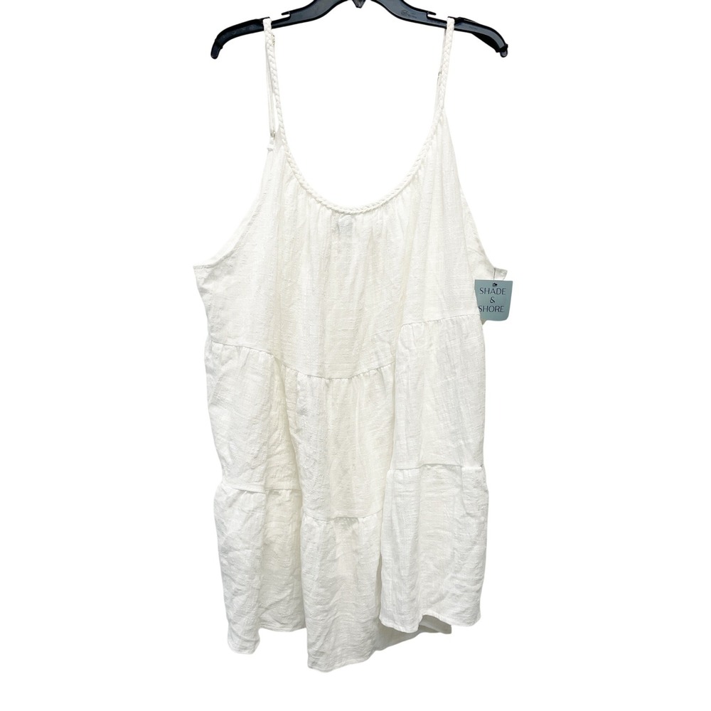 Shade & Shore Women's White Tiered Mini Swim Coverup Dress Size 2X